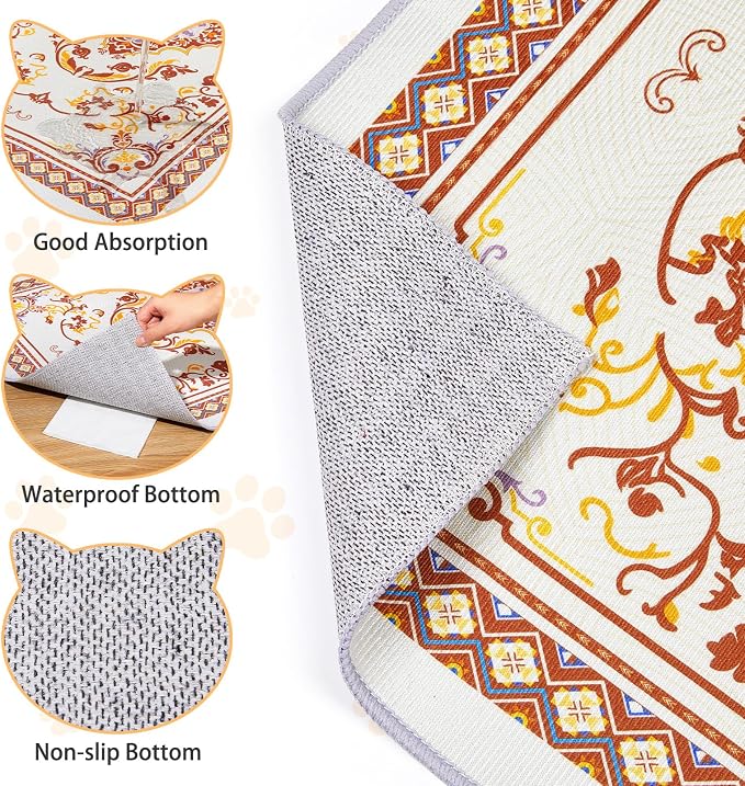 Washable Cat Litter Mat 28"x20" Waterproof Trapping Pad | Kitty Litter Box Mat Featuring A Non-Slip Base And Decorative Design To Trap Scatter For Home Floor Protection