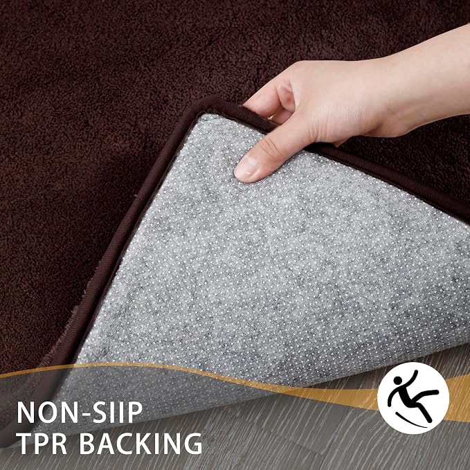MINIDEAR Bathroom Rugs 36x24 Dark Brown - Thick Memory Foam Bath Mat, Ultra Soft & Plush Fluffy, Non-Slip, Quick Dry, Absorbent Washable Floor Microfiber Mat for Tub, Home Decor Accessories