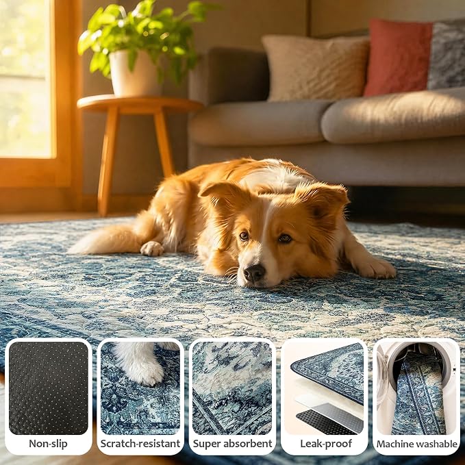 Washable Pee Pads for Dogs 24"x36" 2 Pack Reusable Puppy Potty Pad | Super Absorbent Waterproof NonSlip LeakProof Crate&Playpen Floor Mat for Cats, Rabbits, Guinea Pigs, Whelping & Housebreaking