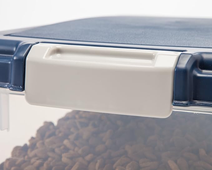IRIS USA Dog Food Storage Container, Up to 11 lbs, Navy, Made in USA | BPA-Free, Airtight Seal, Best for Cat Food, Bird Seed, Chicken Feed, Pet Toys, Treats, Pellets