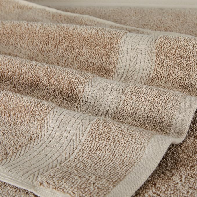 Amazon Basics Fade-Resistant Highly Absorbent 100% Cotton Washcloths, Machine Washable, 12"x12", Taupe, 12-Pack