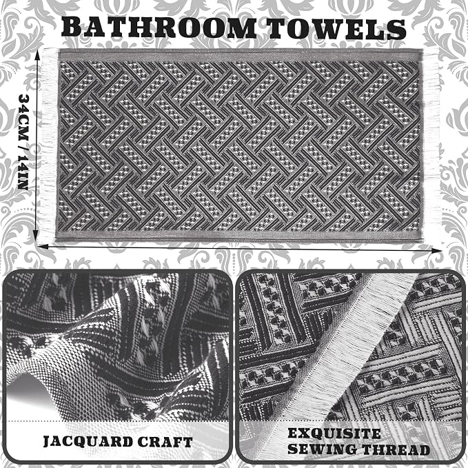 HunnmingRe 4 Pack Boho Hand Towel for Bathroom Kitchen 14x30 Inch 100% Turkish Cotton Summer Boho Decorative Towel Waffle Farmhouse Bathroom Decor Absorbent Soft Guest Gift(Gray,White)