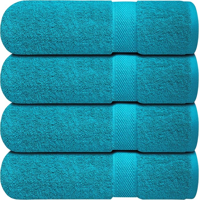 Infinitee Xclusives 100% Ring-Spun Cotton Bath Towels for Bathroom - Pack 4 | Luxury Super Soft, Absorbent & Quick-Drying |27x54 inches| Large Bathroom Towels Set |600 GSM| Gym, Shower, Spa & Hotel Use