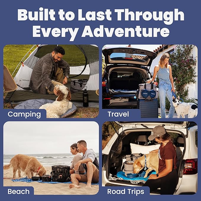 Original Doggy Bag™ Dog Travel Bag for Supplies with Travel Bowls | 2 BPA-Free Collapsible Bowls, 2 Pet Food Containers, TSA-Ready, Road Trips, Camping, Weekend Getaways, Doggy Gift, Paw Print