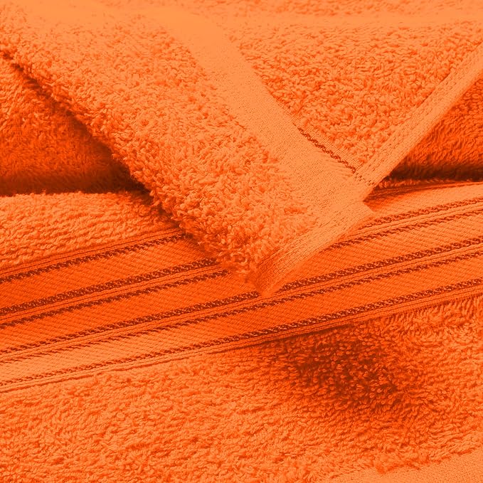 BOUTIQUO Ultra Soft Cotton Washcloths, Contains 12 Piece Face Cloths 12x12 inch, Ideal for Everyday use Face Towels, Compact & Lightweight Multi Purpose Washcloths - Orange
