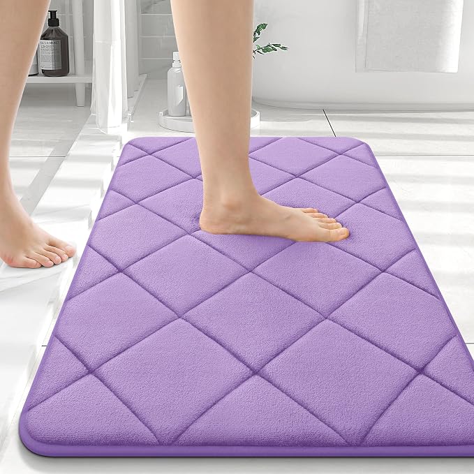 OLANLY Memory Foam Bath Mat 36x24, Ultra Soft and Absorbent Bathroom Rugs | Lavender, Quick Dry, Machine Washable Shower Bath Rugs, Comfortable Bath Carpet for Bathroom Floor, Tub and Shower