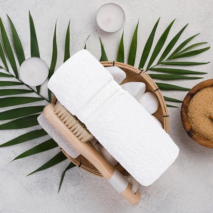 Towel and Linen Mart 100% Cotton- Wash Cloth Set -Pack of 4,Quick Dry,Luxurious,Absorbent,Soft Feel Spa & Hotel Perfect for Daily Use (12X12 White)