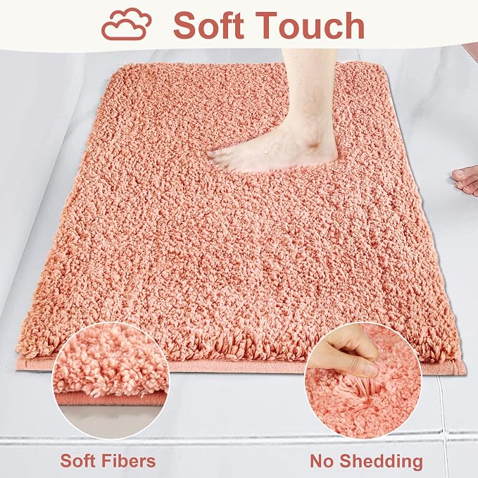 Bathroom Rugs Sets 2 Piece Non Slip Washable Bath Mat Set | Soft Absorbent bathroom mat set Microfiber bathroom floor mat Rubber Backed bath rug set for Floor, Tub and Shower