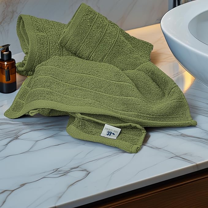 6 Piece Hand Towels Set 16 x 28 Inches, Green | 100% Cotton, Lighter Weight, Quick to Dry, 16 x 28 Inches, Super Soft & Absorbent, Perfect for Bathroom & Kitchen