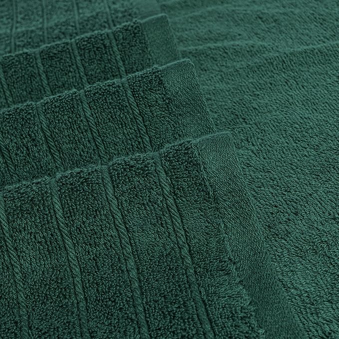 8 Piece Towel Set, 2 XL Bath, 2 Hand, 4 Washcloth, Hunter Green | 100% Cotton, Lighter Weight, Quicker to Dry, Super Absorbent, Perfect for Bathroom
