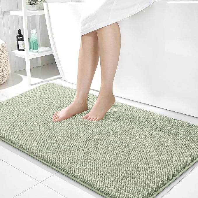 OLANLY Memory Foam Bathroom Runner Rugs 44x24, Long Bath Mats, Sage Green | Soft Quick Dry Bath Rugs, Non-Slip, Absorbent Machine Washable Mat for Bathroom Floor, Tub and Shower, Home Decor Accessories