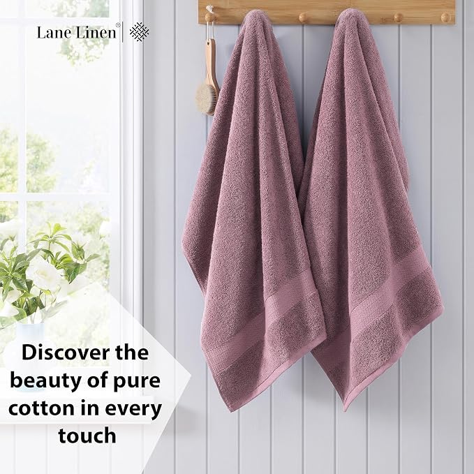 LANE LINEN Large Bath Sheets Oversized Soft Absorbent - Wishful Mauve | Bathroom Towels Large - Lightweight & Breathable, Fade-Resistant Color, Classic Terry Weave, Densely Woven