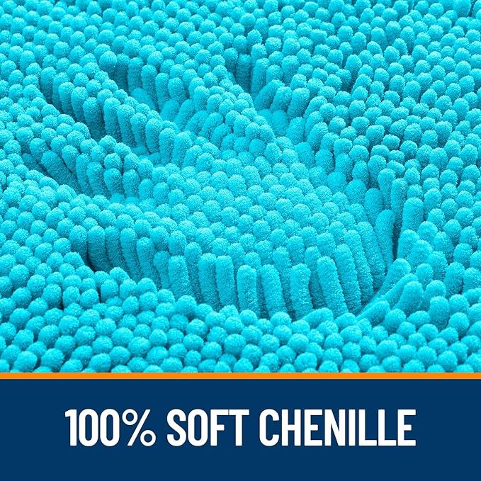 OLANLY Large Bathroom Rugs 59x35, Extra Soft Absorbent Chenille Bath Rugs | Aqua Sky, Quick-Drying Rubber Backing, Machine Washable Bath Mat for Bathroom Floor, Tub and Shower, Home Decor Accessories