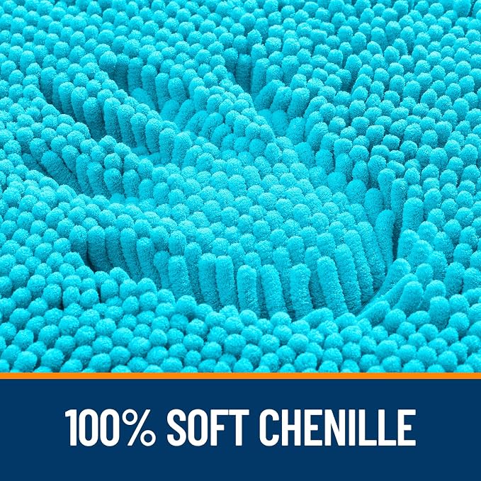 OLANLY Bathroom Rugs 35x24, Extra Soft Absorbent Chenille Bath Rugs | Aqua Sky, Quick-Drying Rubber Backing, Machine Washable Bath Mat for Bathroom Floor, Tub and Shower, Home Decor Accessories