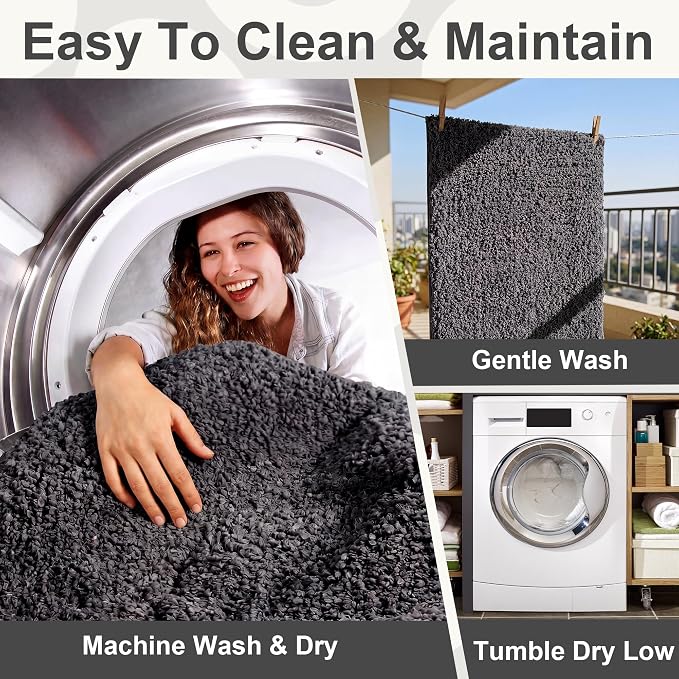 Bathroom Rugs Sets 2 Piece Non Slip Washable Bath Mat Set | Soft Absorbent bathroom mat set Microfiber bathroom floor mat Rubber Backed bath rug set for Floor, Tub and Shower