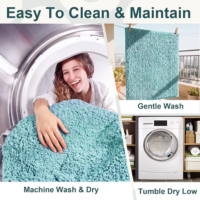 Bathroom Rugs Sets 3 Piece Non Slip Washable Bath Mat Set | Microfiber bath rug set with toilet mats for bathroom , Soft Absorbent toilet rug set TPR Rubber Backed bathroom floor mat