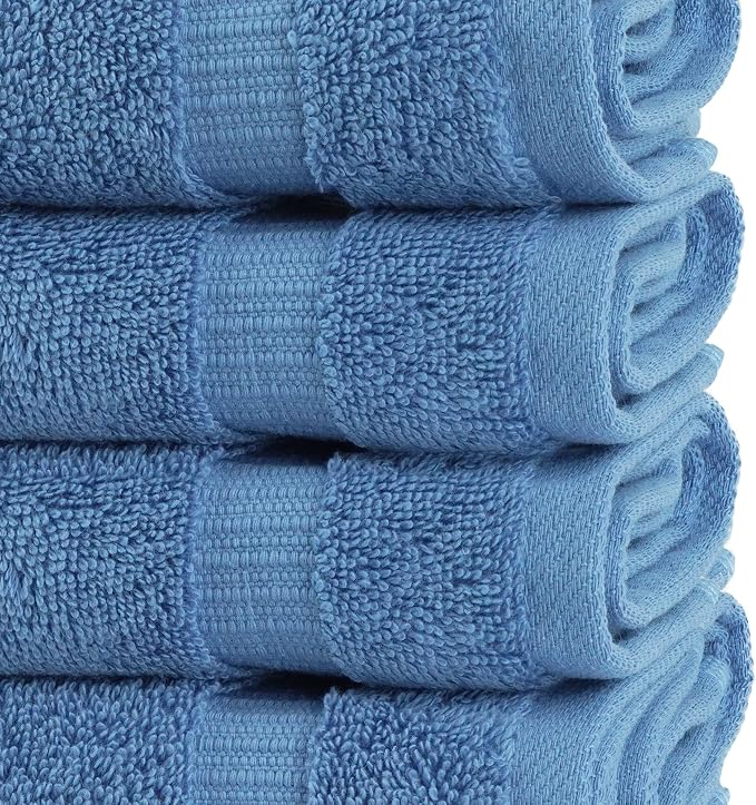 Chakir Turkish Linens 100% Cotton 12-Pack Washcloths 13x13, Wedgewood | 100% cotton washcloths, 12-pack 13x13, OEKO-TEX certified, soft absorbent face towels
