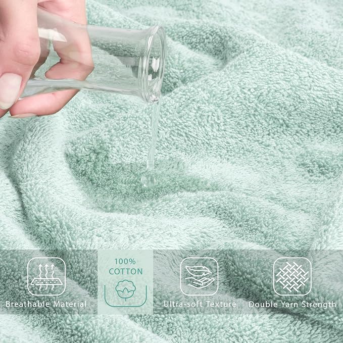 Cotton Paradise 100% Cotton Turkish Towel Set, Soft Absorbent Quick Dry, 2 Piece 35x70 Bath Sheet Set, Mint Green