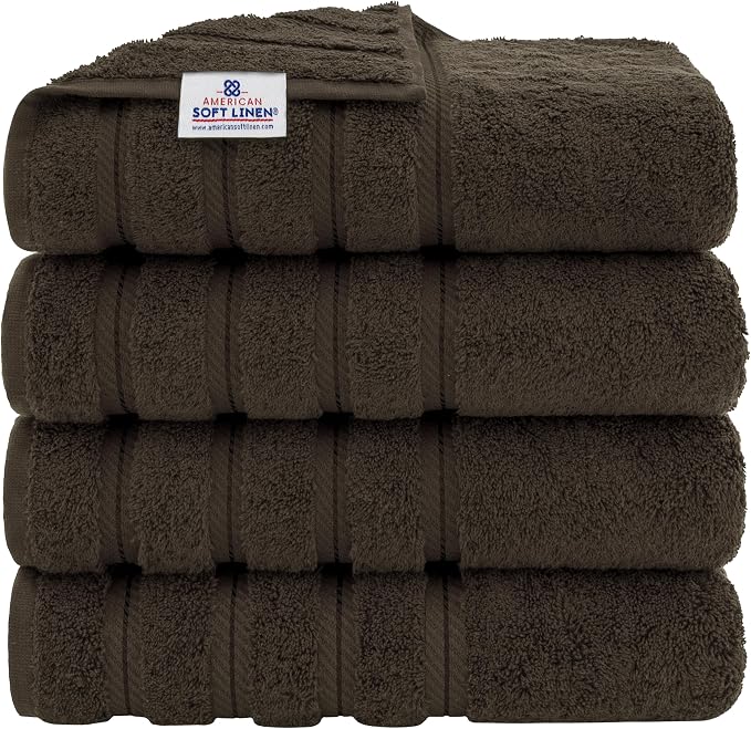 American Soft Linen 100% Cotton Luxury Turkish Towels, 4 PC Bath Towel Set | Soft Absorbent Quick Dry OEKO Tex Standard 100 Certificated Durable Machine Washable Premium Hotel Quality