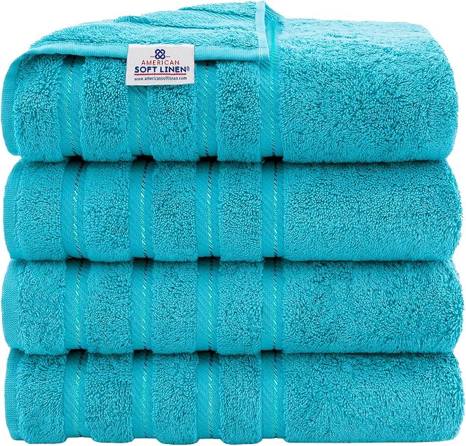 American Soft Linen 100% Cotton Luxury Turkish Towels, 4 PC Bath Towel Set | Soft Absorbent Quick Dry OEKO Tex Standard 100 Certificated Durable Machine Washable Premium Hotel Quality