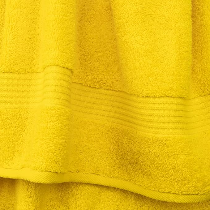 Cotton Paradise 100% Cotton Turkish Towel Set, Soft Absorbent Quick Dry, 4 Piece Washcloth Set, Yellow