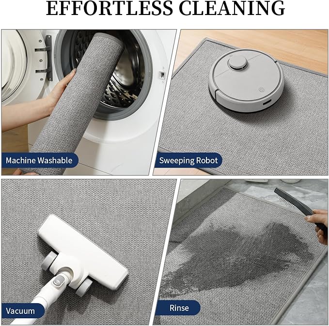 Long Large Bathroom Rugs Sets 2 Piece, Quick Dry Thin Bath Mat, Non Slip Absorbent Machine Washable, Bath Runner Rug for Tub Sink Home Decor (24"x36" + 24"x59",Gray)