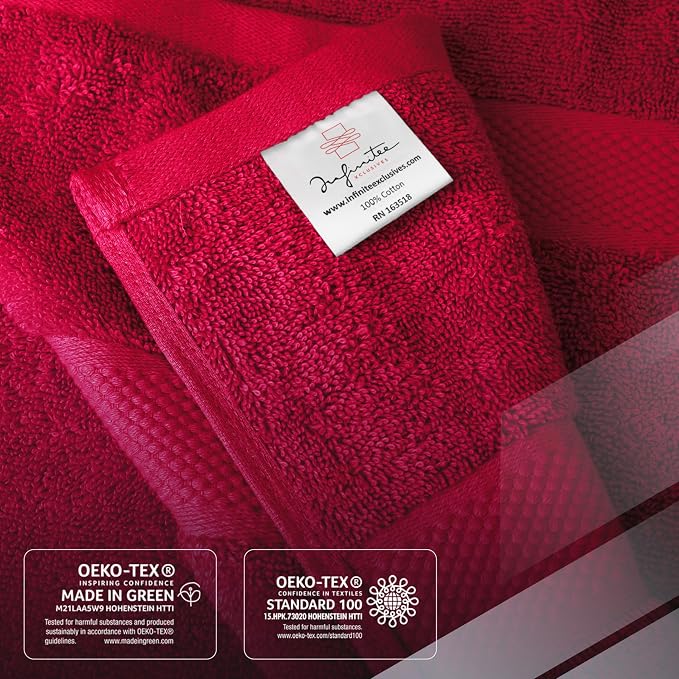 Infinitee Xclusives 100% Cotton Bath Towel Set – 8 Piece Bathroom Towel Set | (2 Bath Towels, 2 Hand Towels, 4 Washcloths) – Soft & Absorbent Towels for Bathroom - Gym, Shower, Spa & Hotel Use