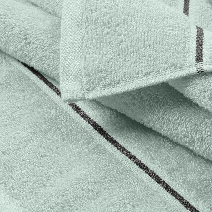 MyOwn Ultra Soft 6 Pack Cotton Towel Set, Contains 2 Bath Towels 28x55 inch, 2 Hand Towels 16x24 inch & 2 Wash Coths 12x12 inch, Ideal Everyday use, Compact & Lightweight - Sea Green