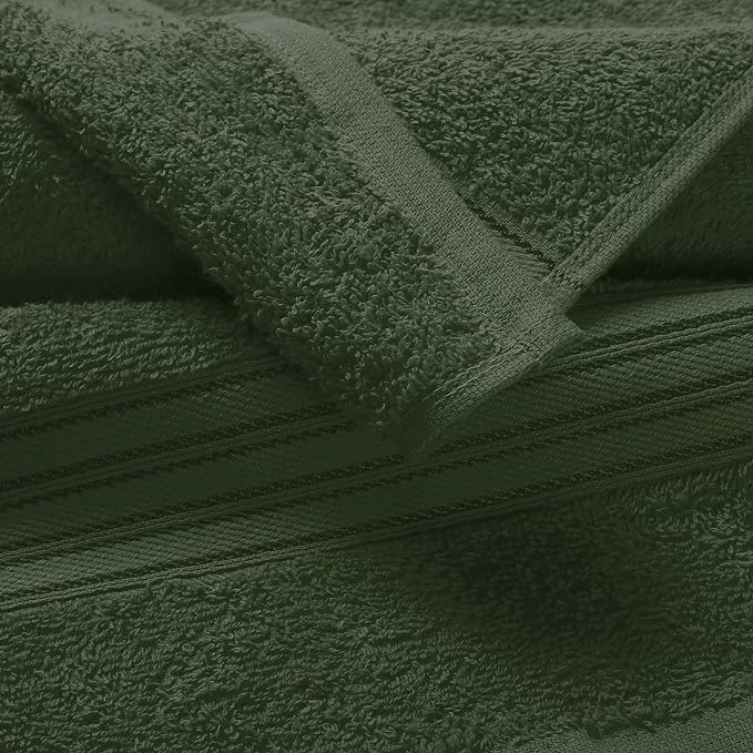BOUTIQUO Ultra Soft Cotton Washcloths, Contains 12 Piece Face Cloths 12x12 inch, Ideal for Everyday use Face Towels, Compact & Lightweight Multi Purpose Washcloths - Olive Green
