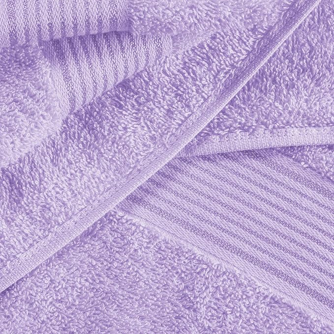 Ultra Soft 6 Pack Cotton Towel Set, Contains 2 Bath Towels 28x55 inch, 2 Hand Towels 16x24 inch & 2 Wash Coths 12x12 inch, Ideal for Everyday use, Compact & Lightweight - Dark Purple