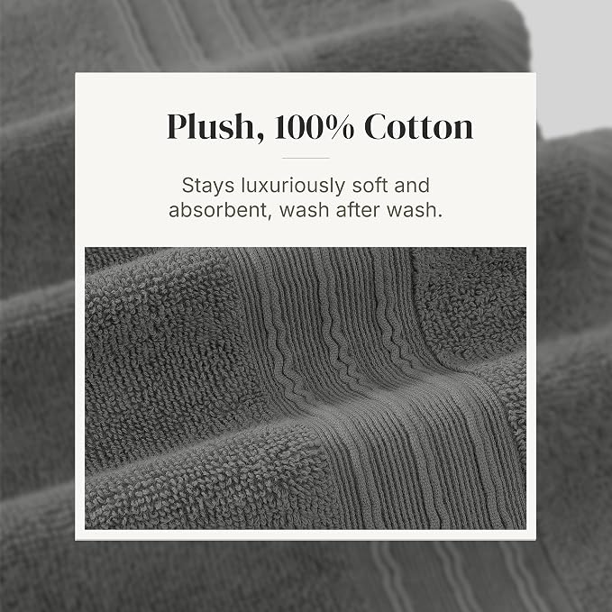 Modern Threads 6 Piece Bath Towel Set – Bathroom Set with 2 Bath Towels, 2 Hand Towels, and 2 Wash Cloths – 100% Cotton, Super Absorbent & Extra Soft – Reversible Floral Trail (Gray)