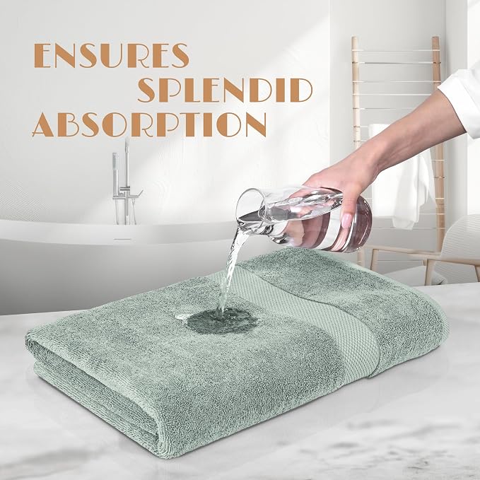 White Classic Wealuxe Green Bath Towels 24x50 Inch, Cotton Towel Set for Bathroom, Hotel, Gym, Spa, Soft Extra Absorbent Quick Dry 12 Pack