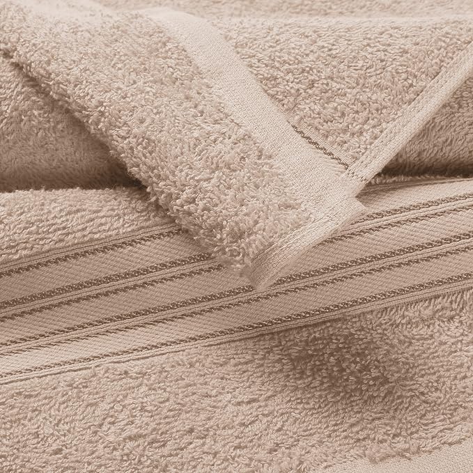 BOUTIQUO Ultra Soft Cotton 6 -Piece Hand Towel Set 16x24 Inch, Ideal for use in Bathroom, Kitchen, Gym, Spa & General Cleaning, Compact & Lightweight Multi Purpose Hand Towels - Tan
