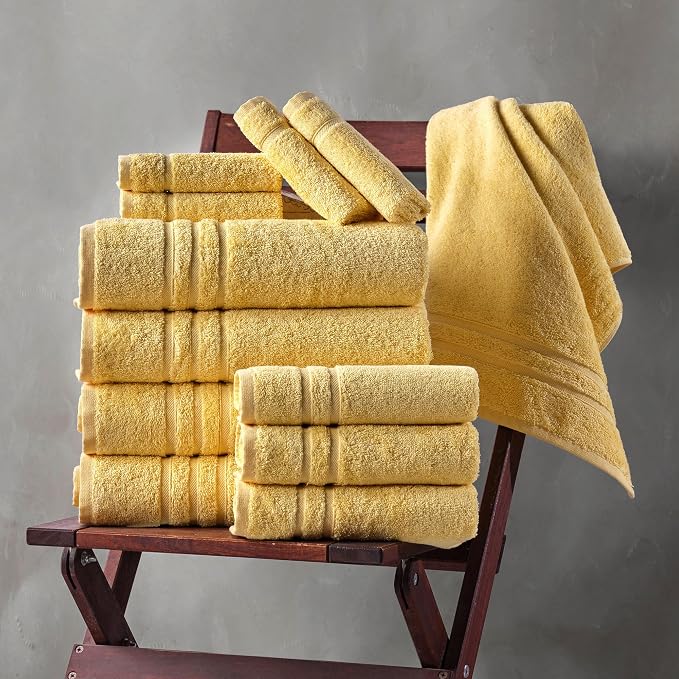Hawmam Linen Yellow Bath Towels 4 Pack Soft and Absorbent, Premium Quality Perfect for Daily Use 100% Cotton Towel 600 GSM