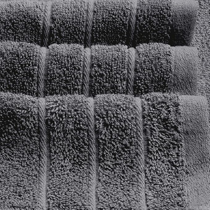 4 Piece Extra Large Bath Towels 30 x 60 Inches, Dark Grey | 100% Cotton, Larger & Lighter Weight, Quicker to Dry, Super Soft and Absorbent, Perfect for Bathroom