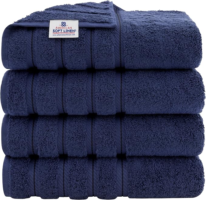 American Soft Linen 100% Cotton Luxury Turkish Towels, 4 PC Bath Towel Set | Soft Absorbent Quick Dry OEKO Tex Standard 100 Certificated Durable Machine Washable Premium Hotel Quality