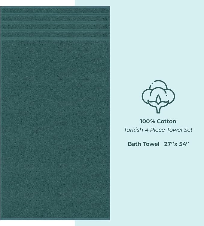 American Soft Linen 100% Cotton Luxury Turkish Towels, 4 PC Bath Towel Set | Soft Absorbent Quick Dry OEKO Tex Standard 100 Certificated Durable Machine Washable Premium Hotel Quality