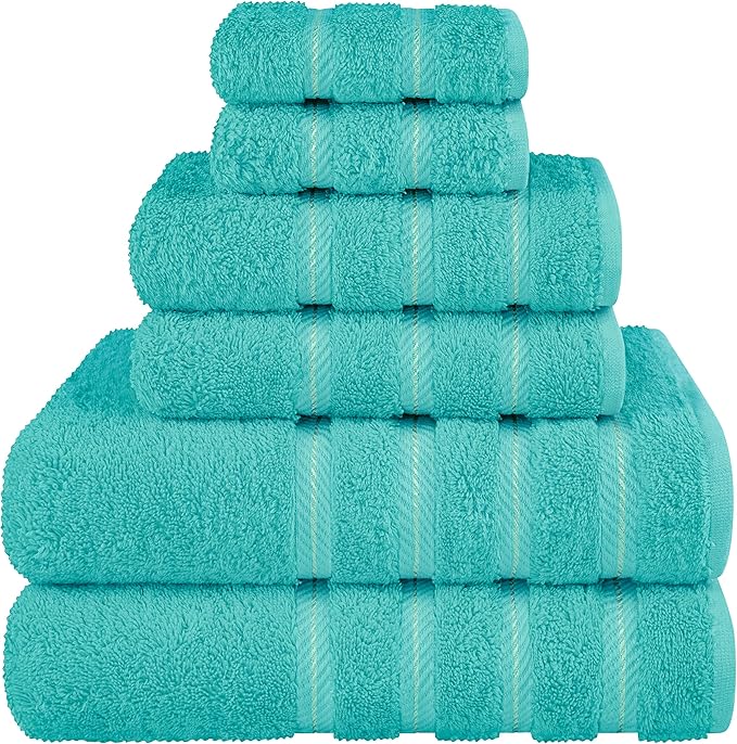 American Soft Linen 100% Cotton Luxury Turkish Towels, 6 Piece Towel Set | Soft Absorbent Quick Dry OEKO Tex Standard 100 Certificated Durable Machine Washable Premium Hotel Quality