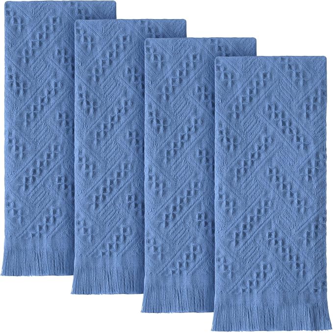 HunnmingRe 15 Pack Boho Hand Towel for Kitchen,Blue | 14x30 Inch, 100% Turkish Cotton, Summer Boho Decorative ,Towel Waffle ,Farmhouse Decor ,Absorbent Soft ,Guest Gift