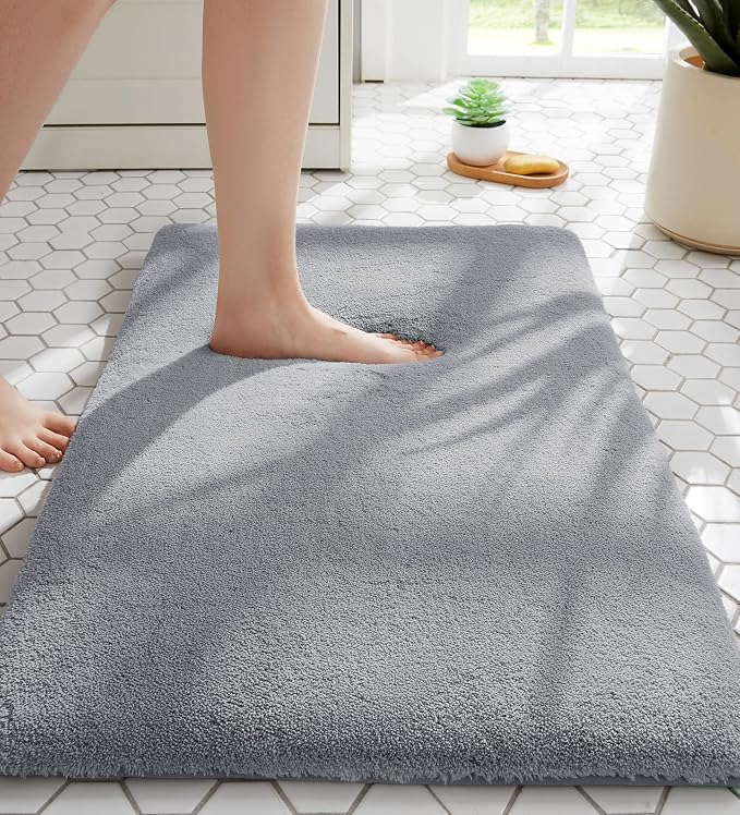 MINIDEAR Bathroom Rugs 24x17 Dark Gray - Thick Memory Foam Bath Mat, Ultra Soft & Plush Fluffy, Non-Slip, Quick Dry, Absorbent Washable Floor Microfiber Mat for Tub, Home Decor Accessories
