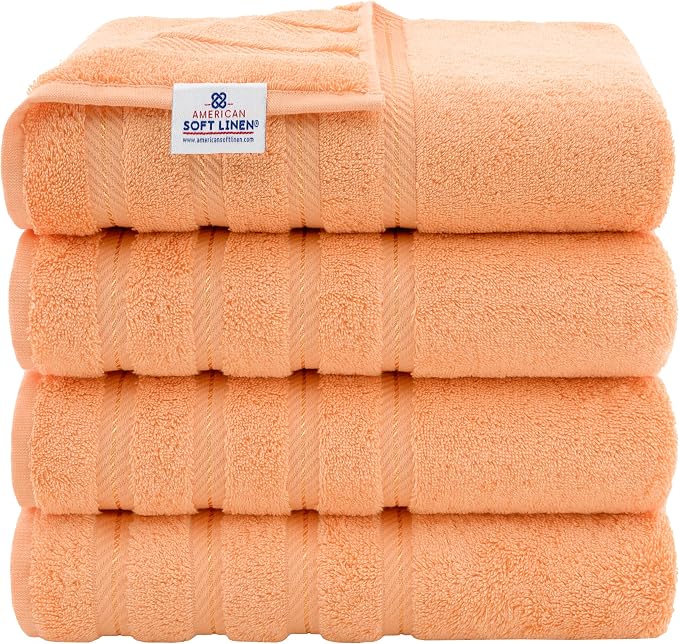 American Soft Linen 100% Cotton Luxury Turkish Towels, 4 PC Bath Towel Set | Soft Absorbent Quick Dry OEKO Tex Standard 100 Certificated Durable Machine Washable Premium Hotel Quality
