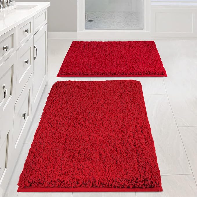 Bathroom Rugs Sets 2 Piece Non Slip Washable Bath Mat Set | Soft Absorbent bathroom mat set Microfiber bathroom floor mat Rubber Backed bath rug set for Floor, Tub and Shower