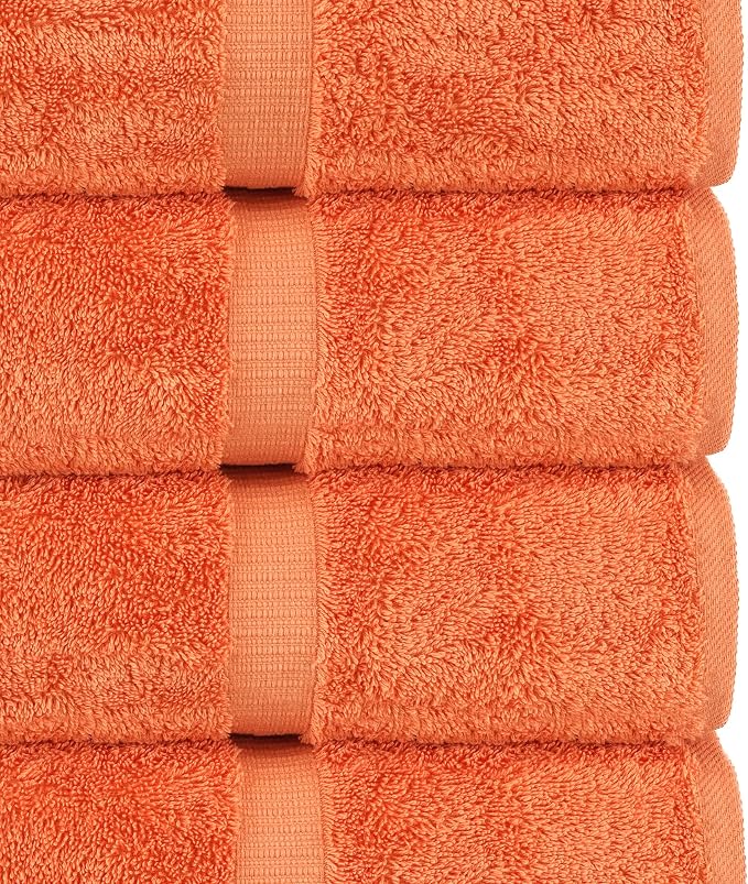 Chakir Turkish Linens 100% Cotton 4-Pack Bath Towels 30x60, Coral | 100% cotton bath towels, 30x60 extra large, OEKO-TEX certified, soft plush and absorbent