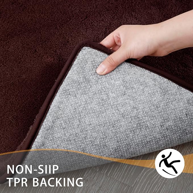 MINIDEAR Bathroom Rugs 47x17 Dark Brown - Thick Memory Foam Bath Mat, Ultra Soft & Plush Fluffy, Non-Slip, Quick Dry, Absorbent Washable Floor Microfiber Mat for Tub, Home Decor Accessories
