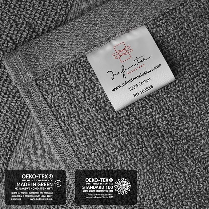 Infinitee Xclusives 100% Cotton Luxury Wash Cloths for Showering - 4 Pack | Washcloths [13x13] - Soft and Absorbent Face Towels for Bathroom Wash Clothes - Gym, Spa & Hotel Use