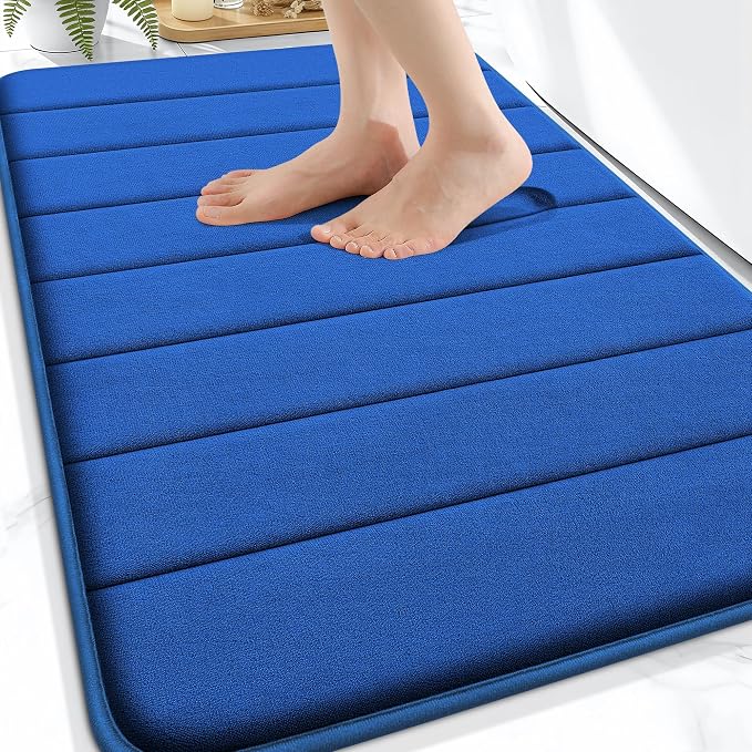 OLANLY Memory Foam Bath Mat 30x20, Super Soft and Absorbent Bathroom Rugs | Royal Blue, Quick Dry Bath Rug, Machine Washable Shower Floor Mats, Bathmat Carpet for Bathroom Floor, Tub and Shower