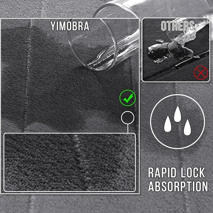 Yimobra Memory Foam Bath Mat Set 2 Piece - Super Soft Absorbent Quick Dry Bathroom Toilet Rugs, Machine Washable Non Slip Floor Carpet for Tub Shower & Single Sink (31.5x20 & 24x20, Dark Gray)