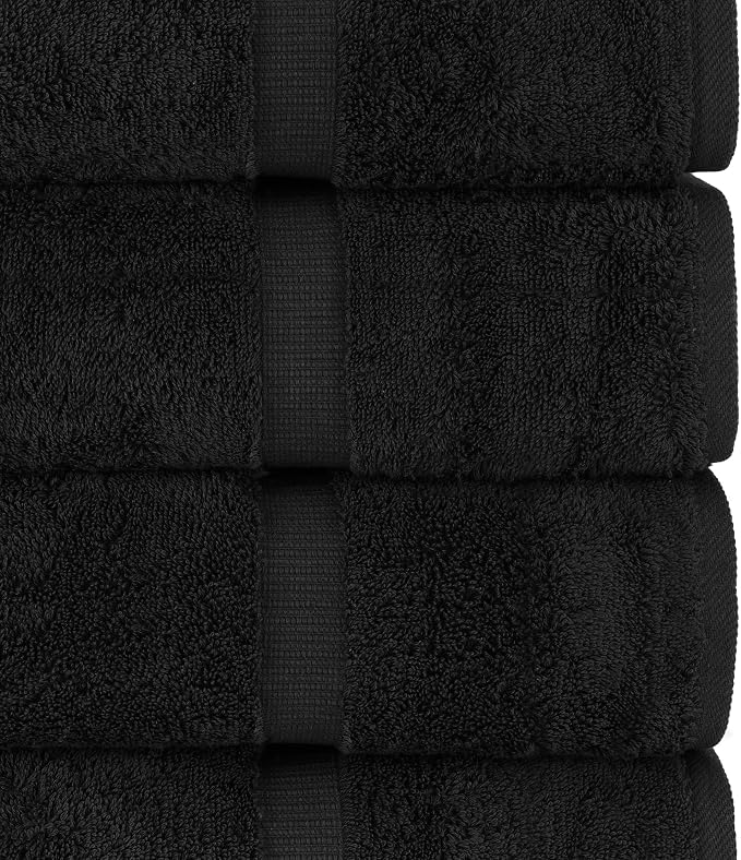 Chakir Turkish Linens 100% Cotton 8-Piece Towel Set, Black | 100% cotton 8-pc set, OEKO-TEX certified: 2 bath 27x54, 2 hand 16x30, 4 washcloths 13x13