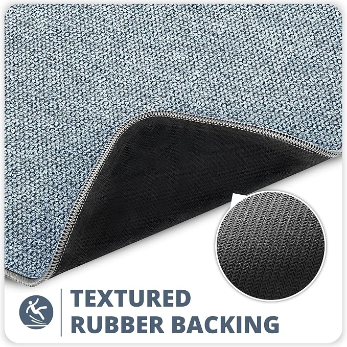 Bosap Bath Mat,Ultra Thin Bathroom Runner Rugs,Large Bath Mats for Bathroom,Quick Dry,Non-Slip,Machine Washable,Low Pile,Bath Rug,Shower Outside,Sink,Home Decor Accessories.Blue,2'x5'（24x60inch）
