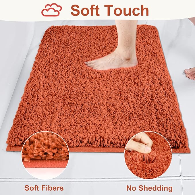 Bathroom Rugs Sets 3 Piece Non Slip Washable Bath Mat Set | Microfiber bath rug set with toilet mats for bathroom , Soft Absorbent toilet rug set TPR Rubber Backed bathroom floor mat